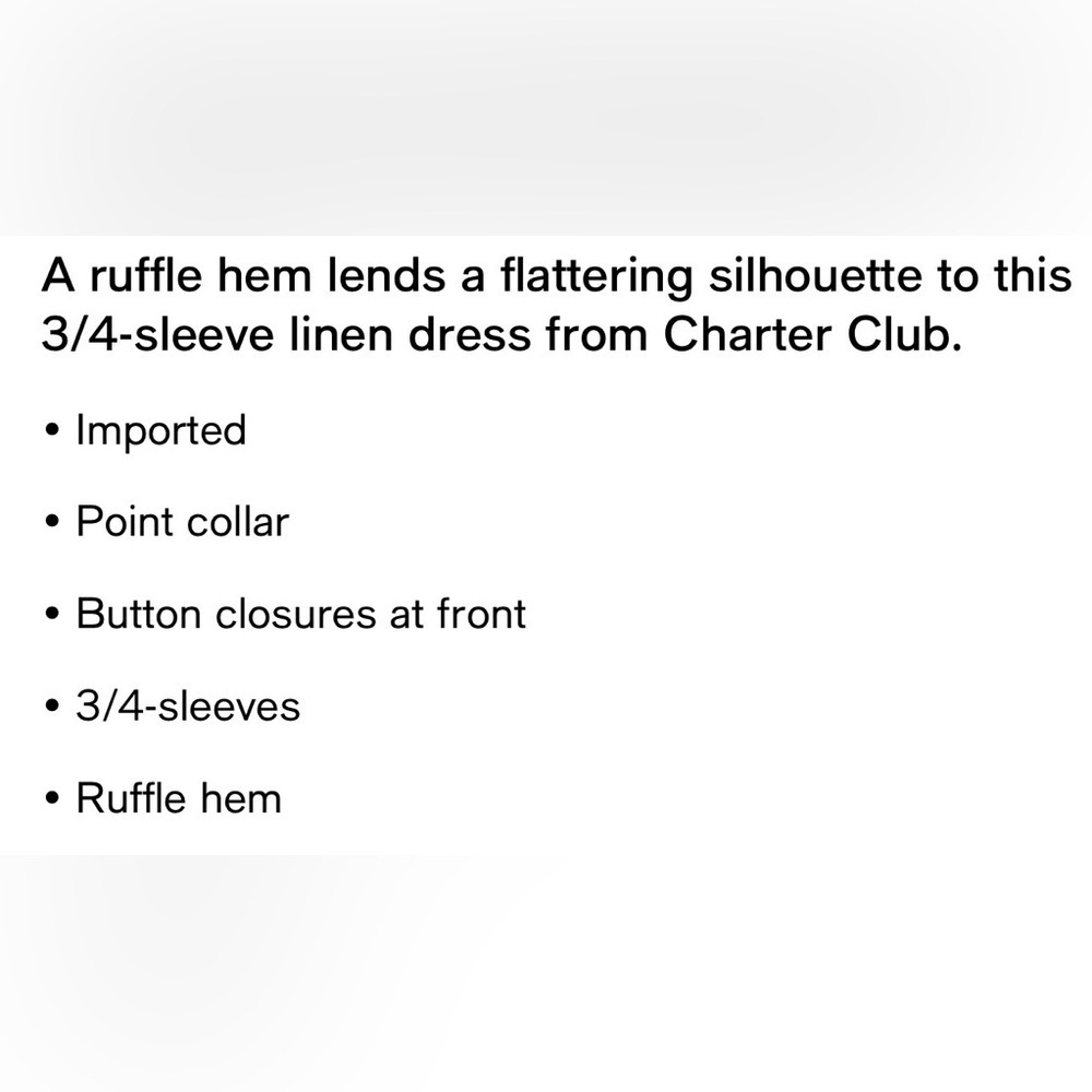 Charter Club Luxury 100% Linen Printed Ruffle Hem Mini Dress XL - Picture 5 of 9